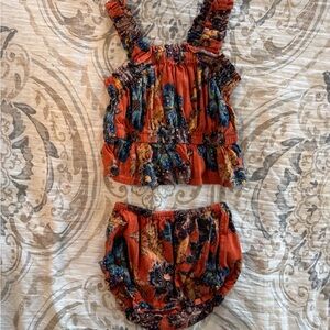 Old Navy Orange Floral Baby Outfit